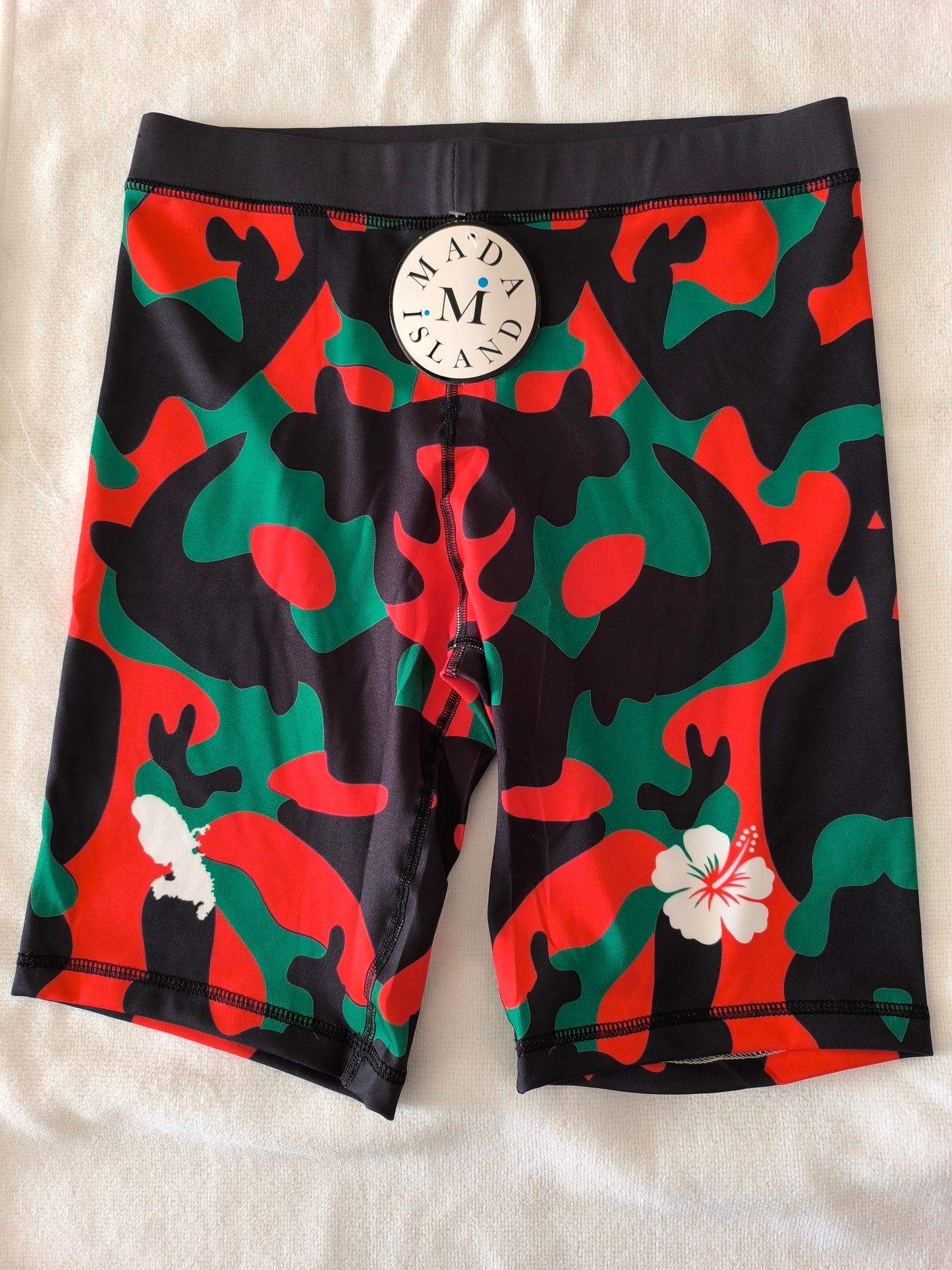 Short Cycliste Femme Martinique rouge vert noir