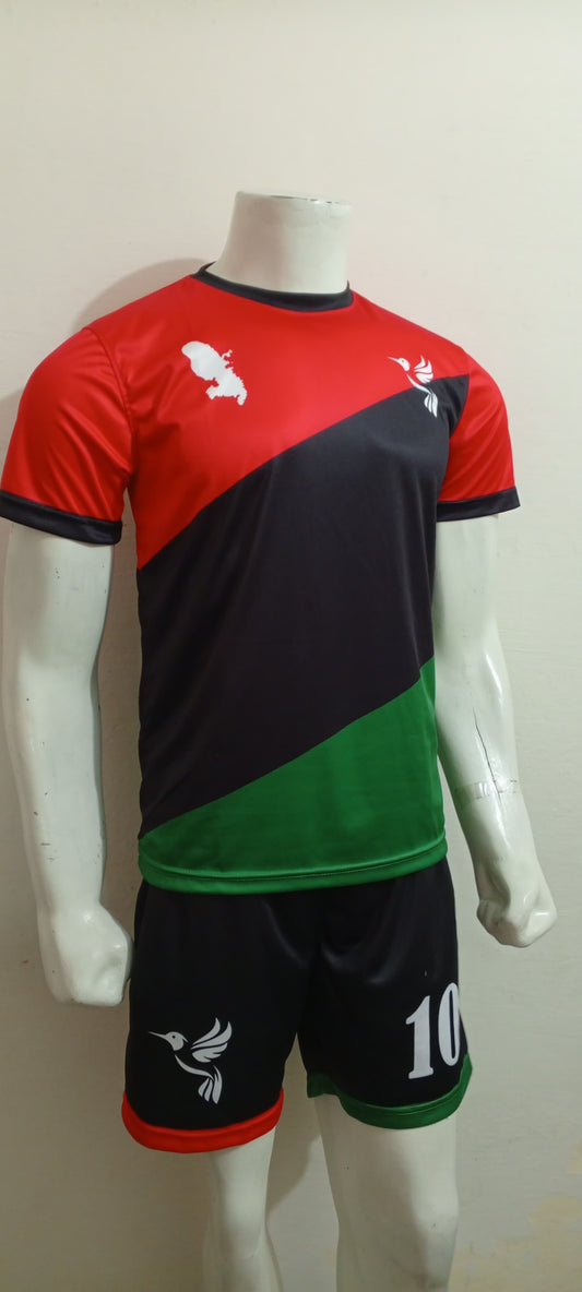 Ensemble Mixte Short et Maillot de Football Martinique rouge vert noir