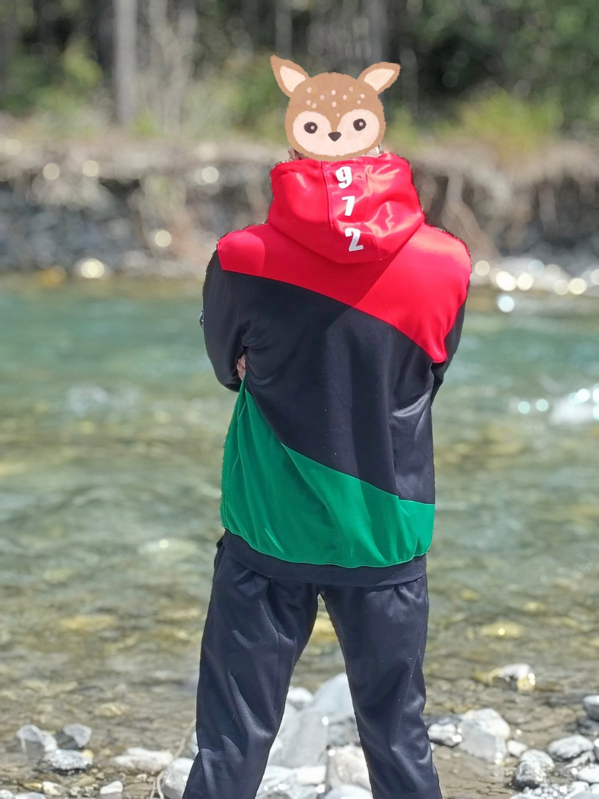 Sweat Capuche Martinique Rouge Vert Noir