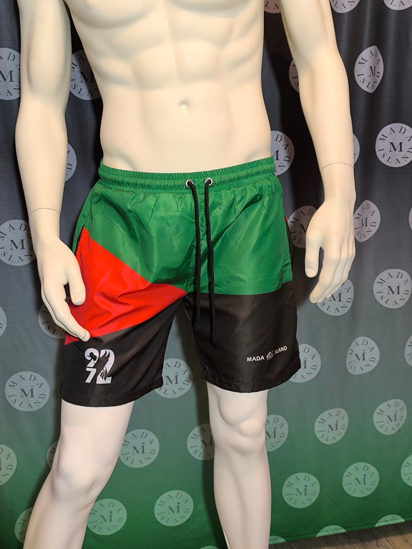 Short de Bain Drapeau Martinique Rouge Vert Noir