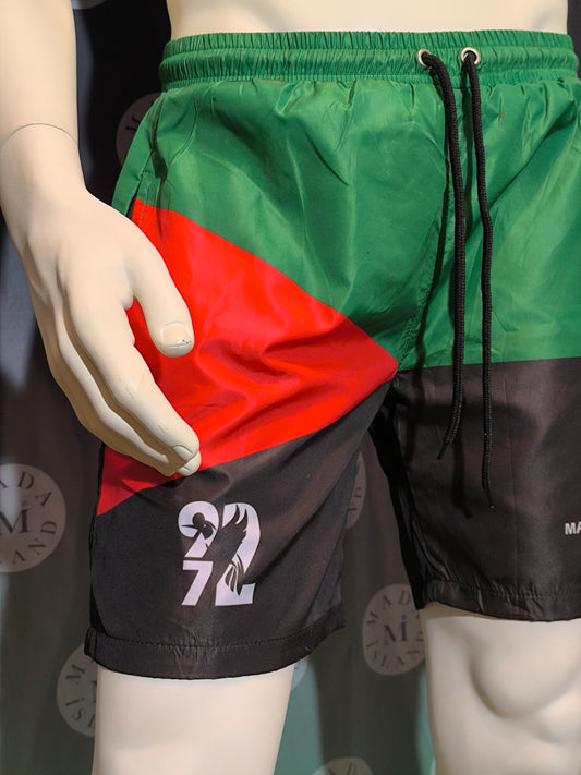 Short de Bain Drapeau Martinique Rouge Vert Noir