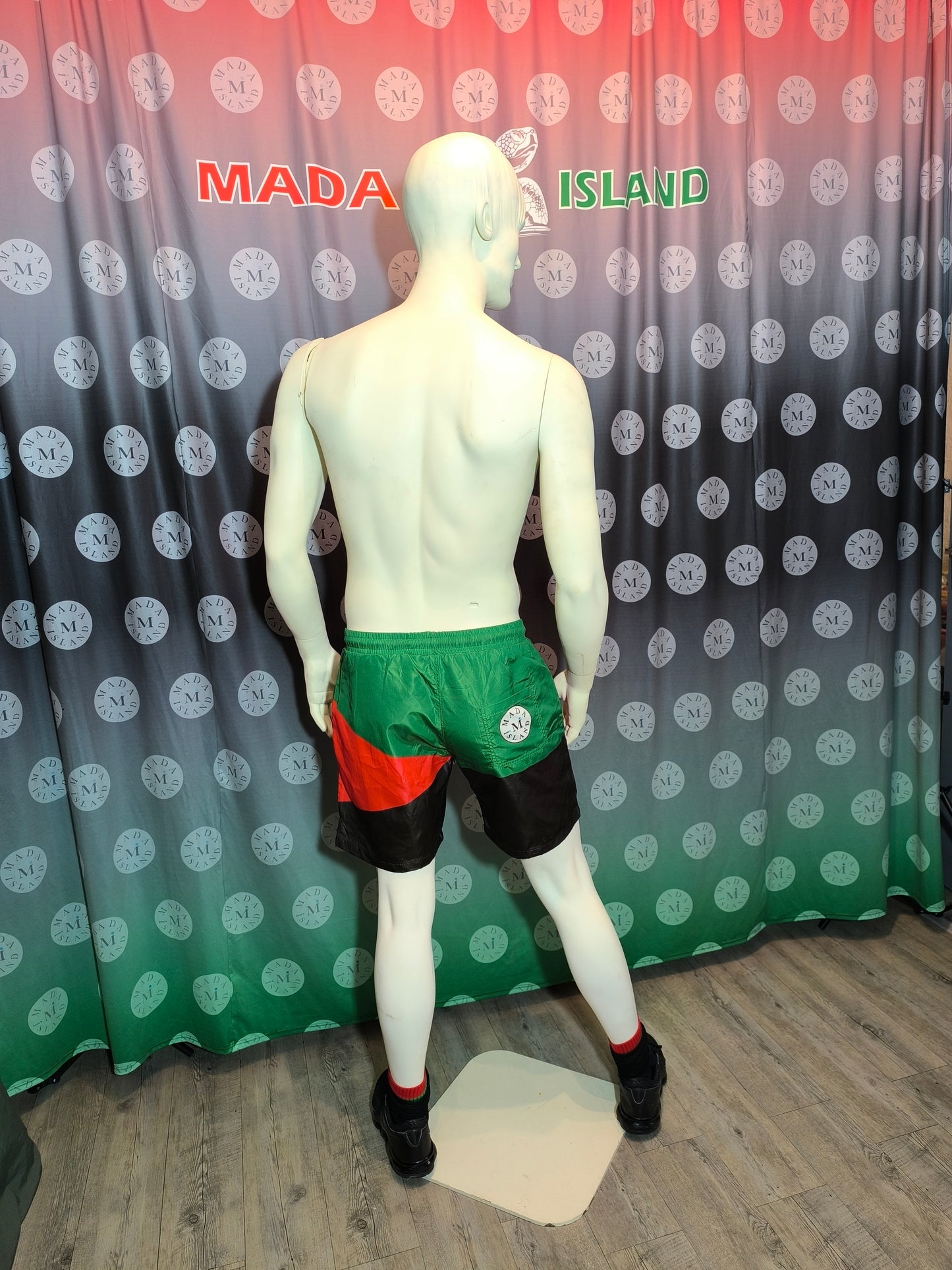 Short de Bain Drapeau Martinique Rouge Vert Noir