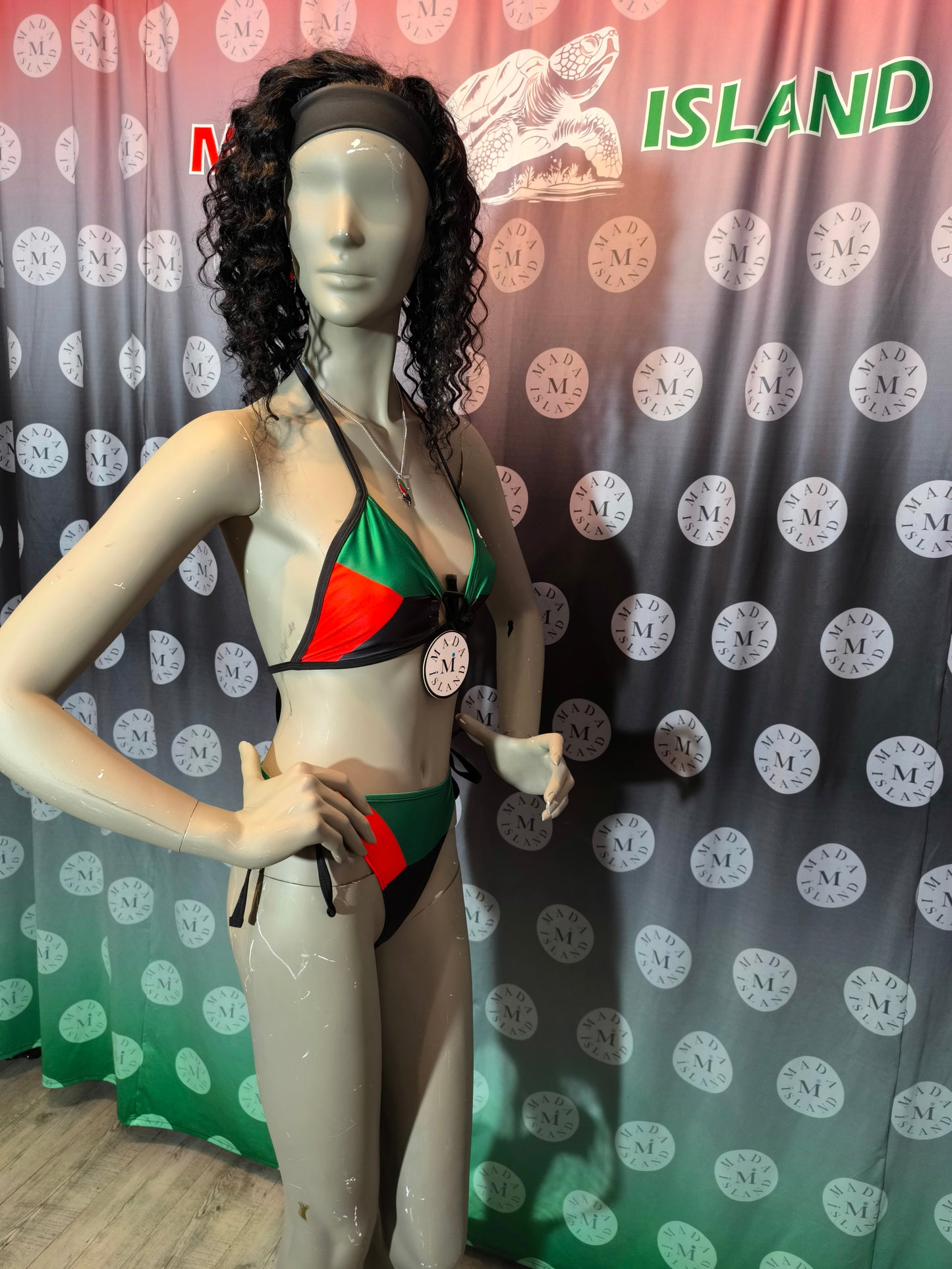 Maillot de Bain Bikini Martinique Rouge Vert Noir