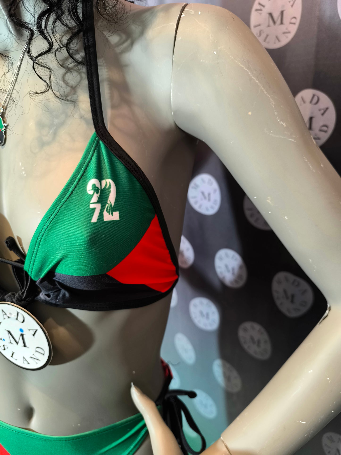 Maillot de Bain Bikini Martinique Rouge Vert Noir
