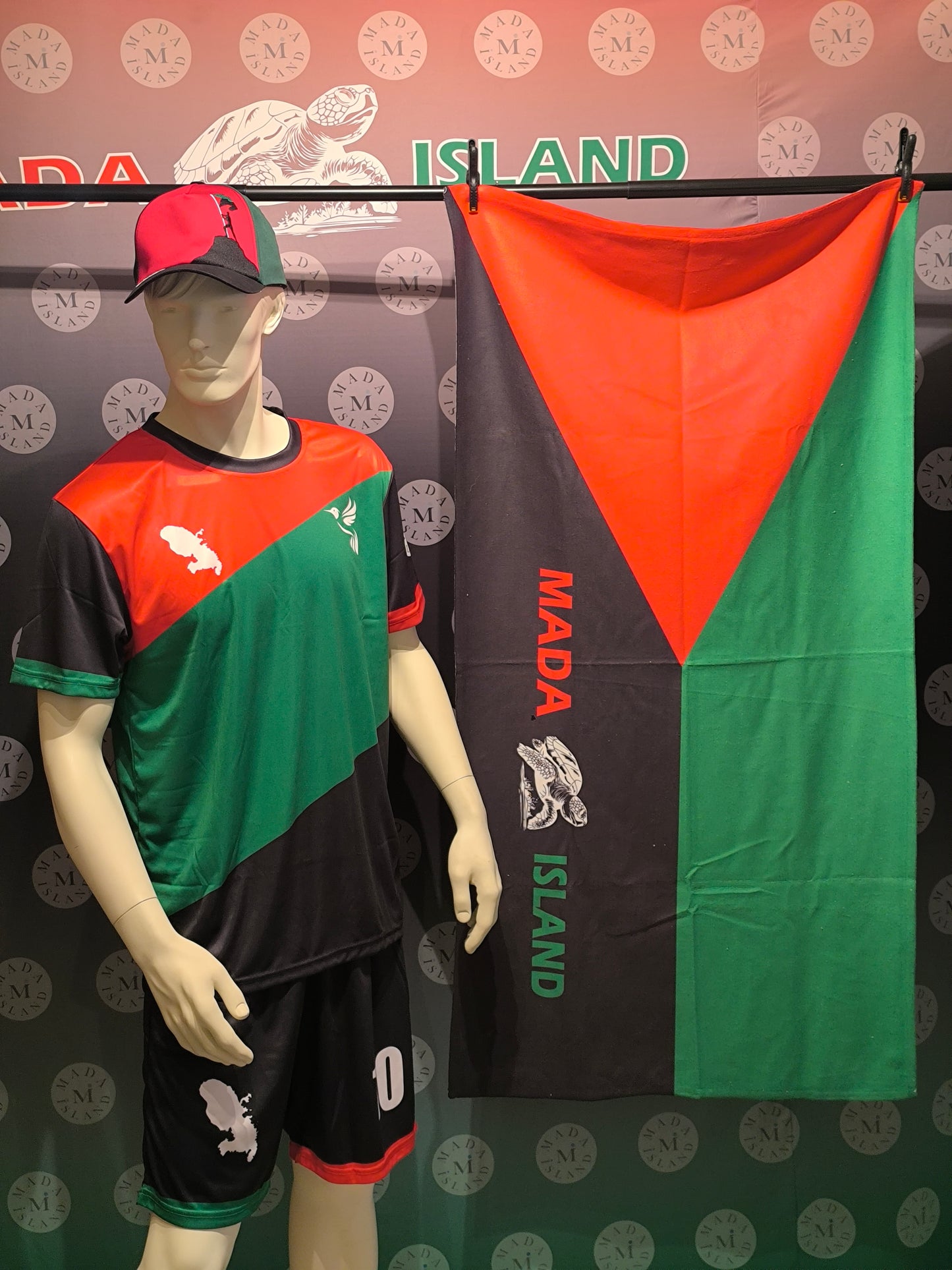 Ensemble Mixte Short et Maillot de Football Martinique rouge vert noir