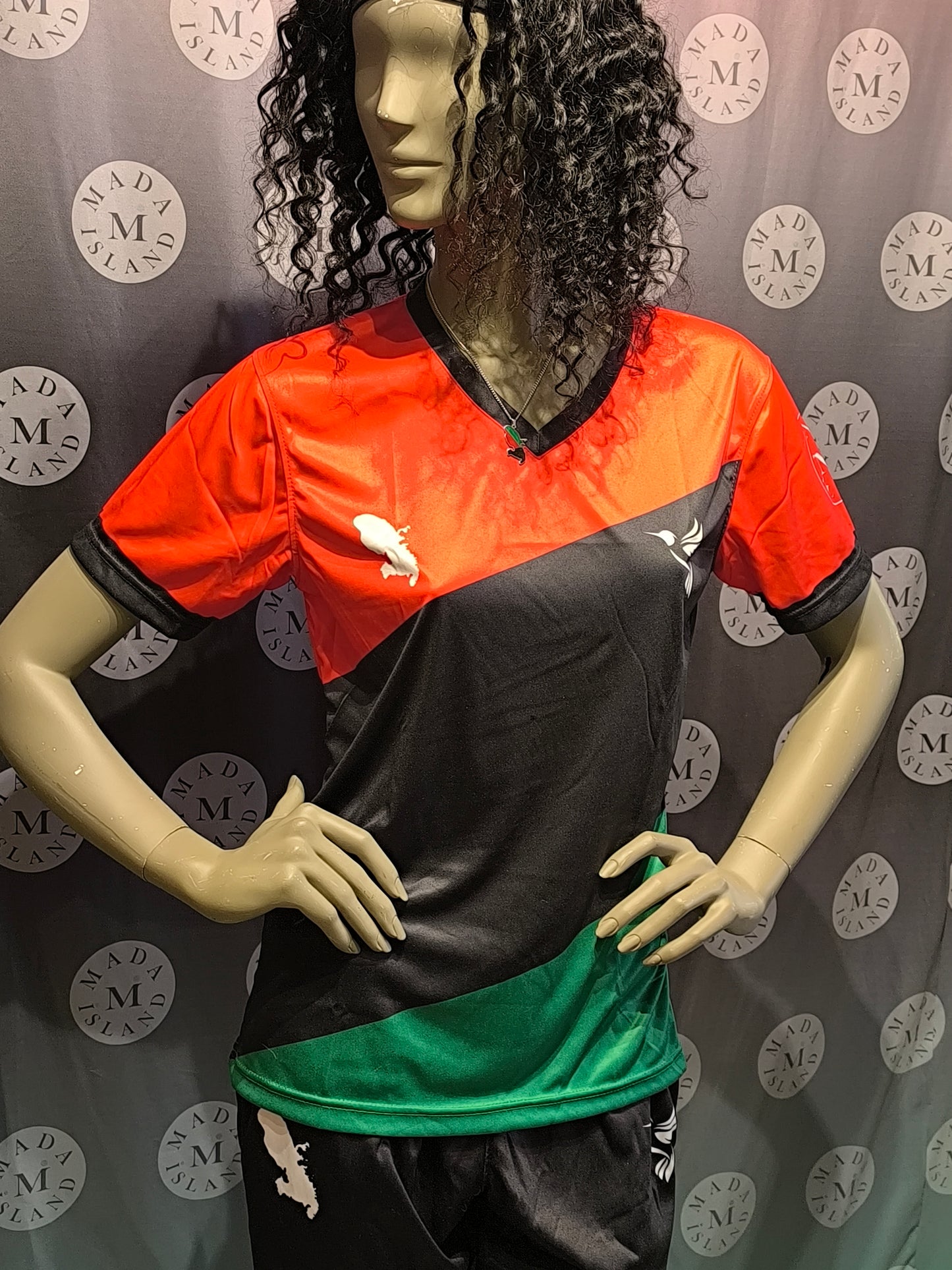 Maillot de football T-shirt Seul Martinique rouge vert noir
