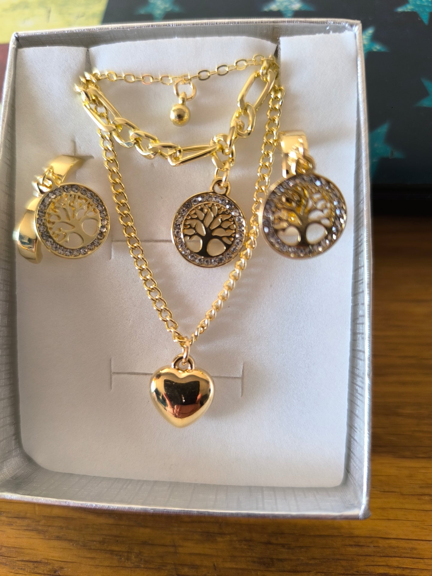 Parure collier 3 en 1 et boucles d'oreilles