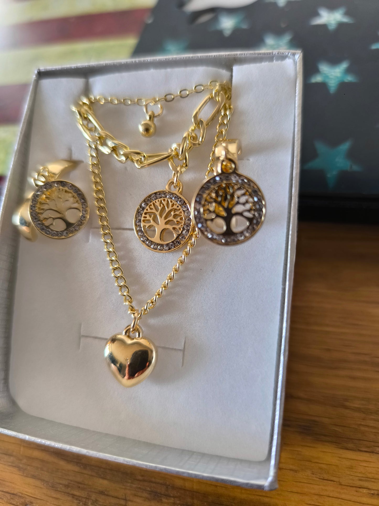 Parure collier 3 en 1 et boucles d'oreilles