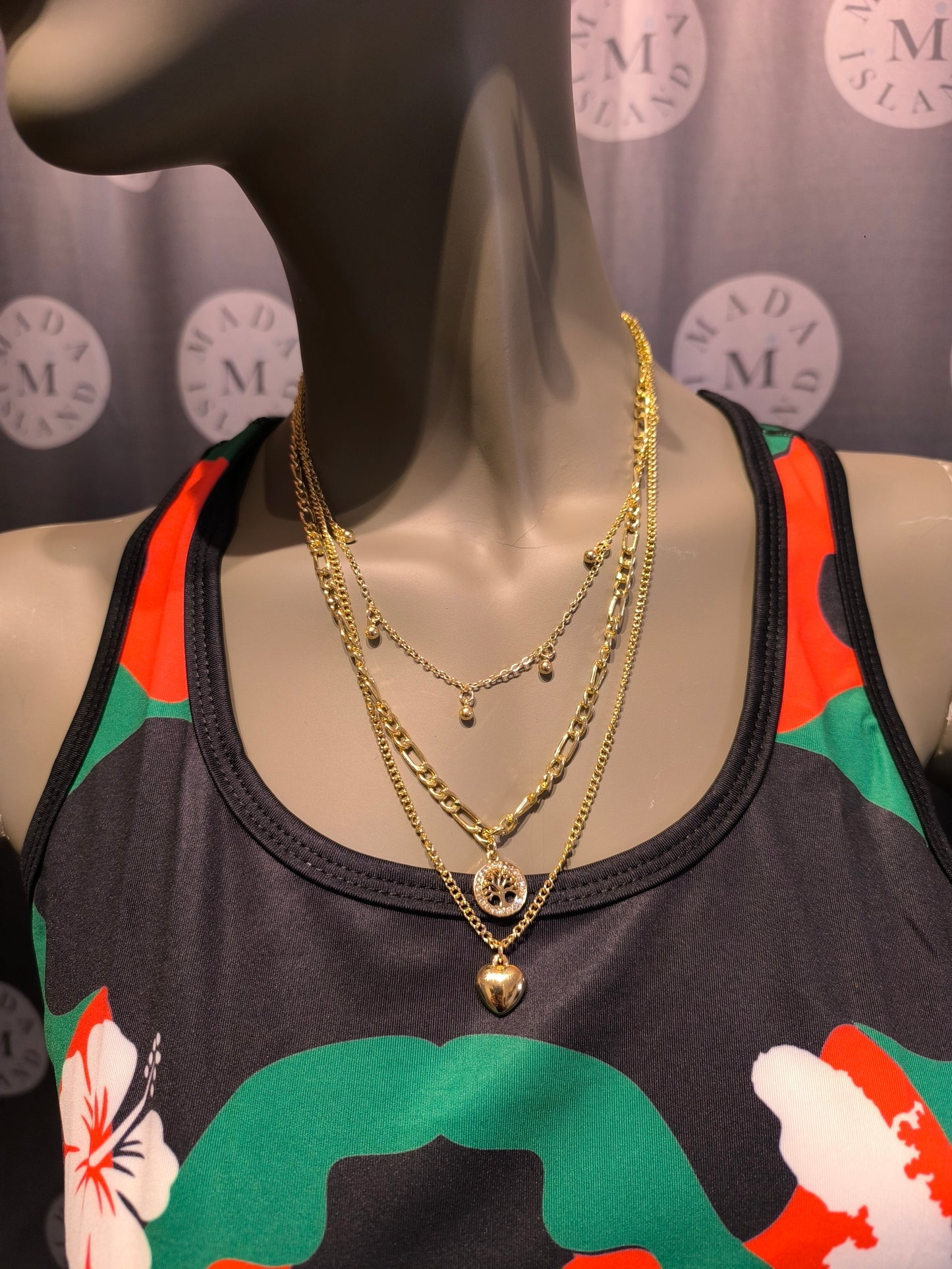 Parure collier 3 en 1 et boucles d'oreilles