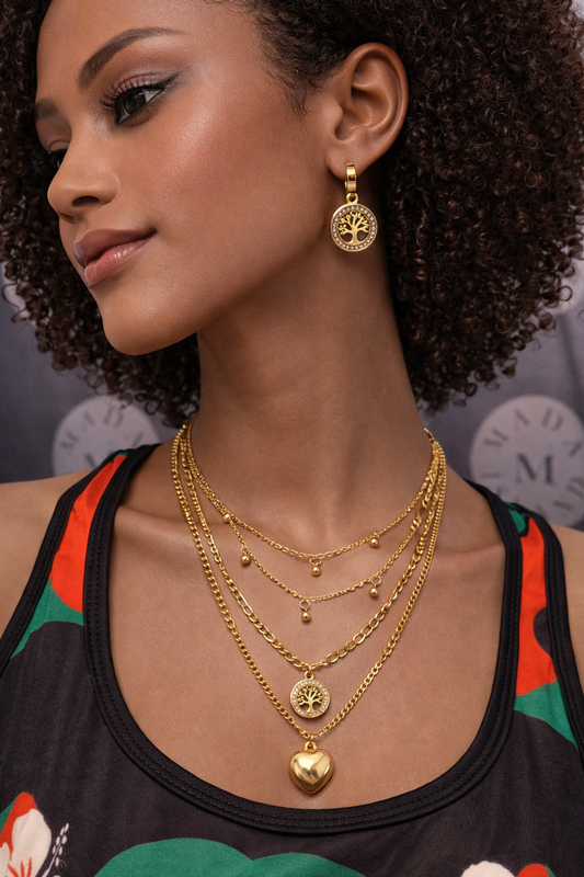 Parure collier 3 en 1 et boucles d'oreilles