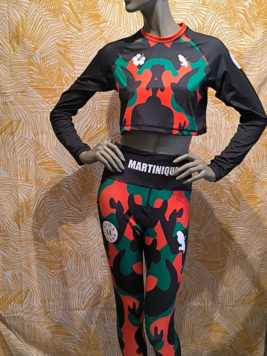 Haut Manche Longue Femme Martinique Rouge Vert Noir