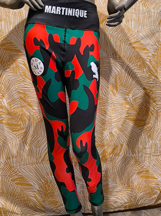 Legging Femme Martinique rouge vert noir