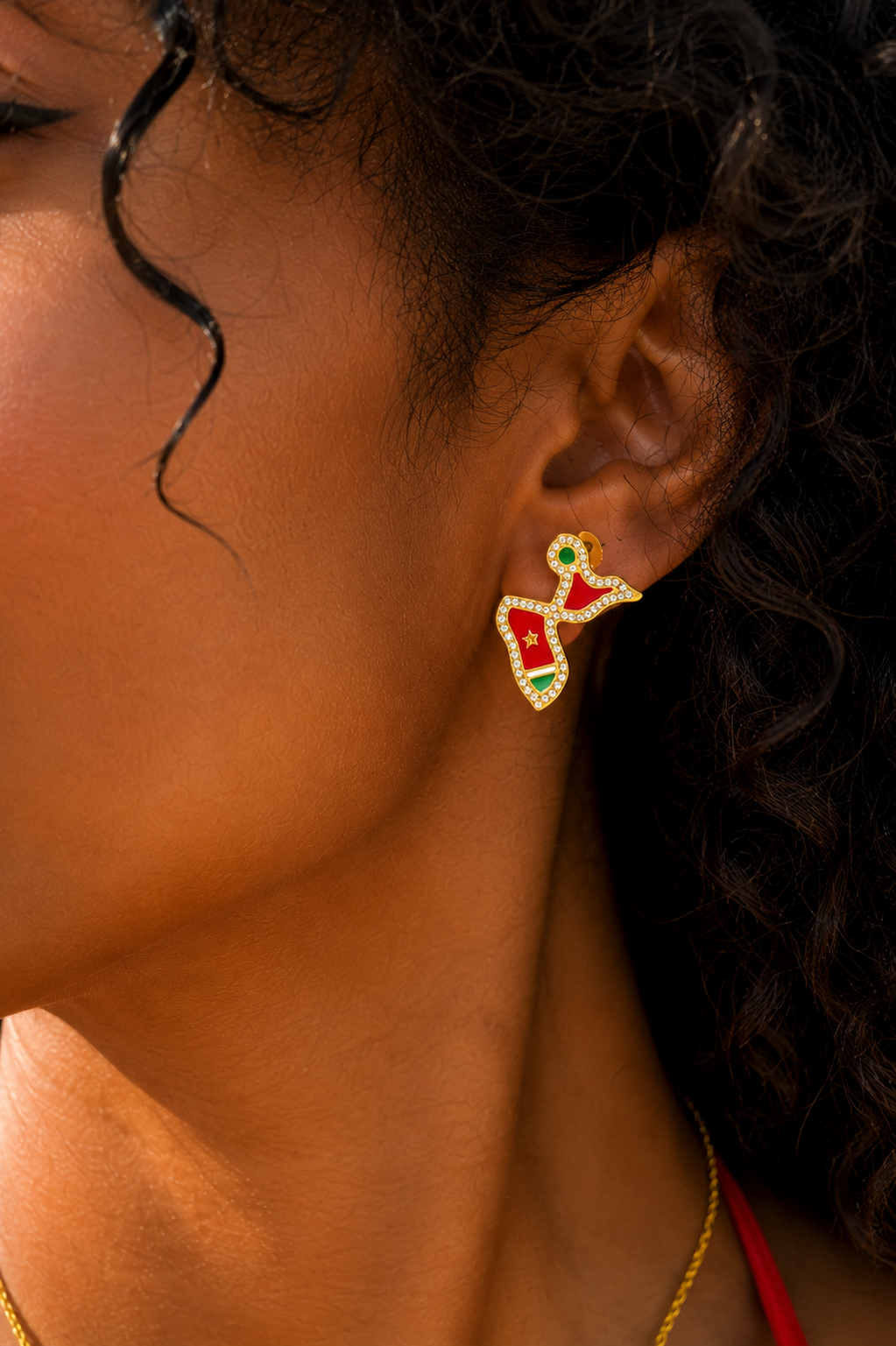 Parure Martinique / Guadeloupe – Collier & Boucles d'oreilles en acier inoxydable avec strass