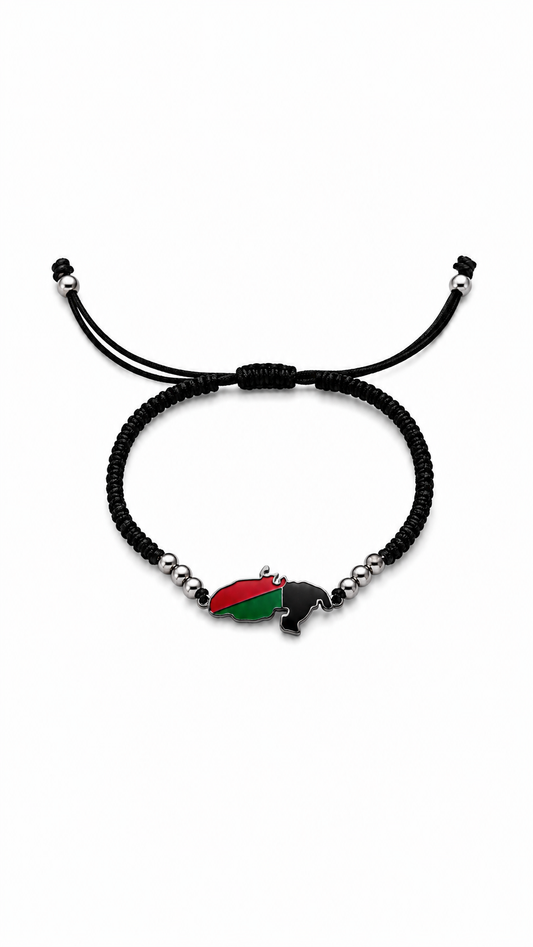 Bracelet Martinique  – Cordon Tressé et Perle Argenté Ajustable