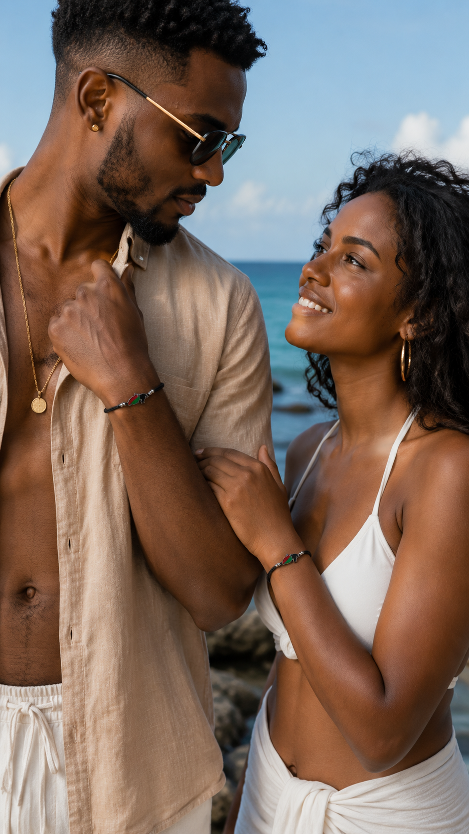 Bracelet Martinique  – Cordon Tressé et Perle Argenté Ajustable