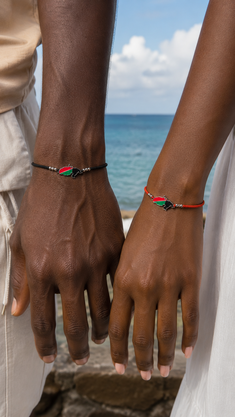 Bracelet Martinique  – Cordon Tressé et Perle Argenté Ajustable