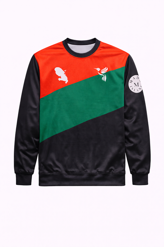 sweat manche longue sans capuche martinique rouge vert noir