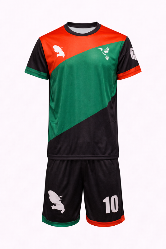 Ensemble Mixte Short et Maillot de Football Martinique rouge vert noir