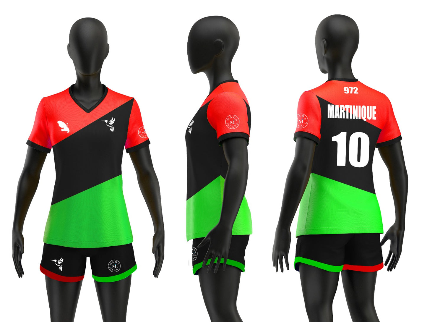 Maillot de football T-shirt Seul Martinique rouge vert noir