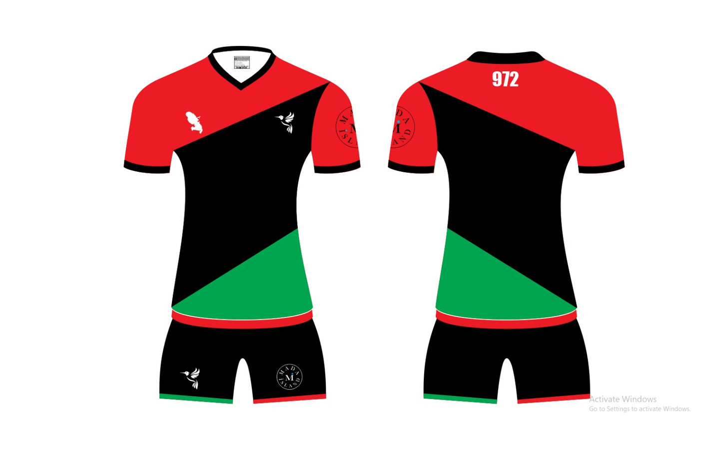 Maillot de football T-shirt Seul Martinique rouge vert noir