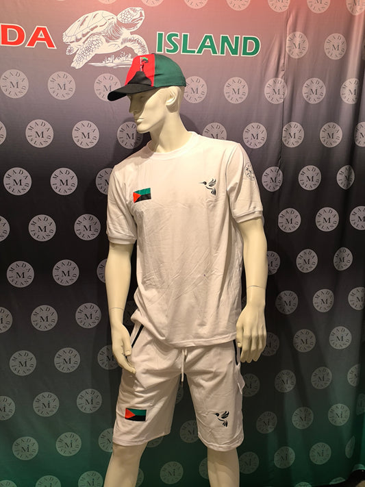 Ensemble Short et T-shirt Martinique avec Drapeau Rouge Vert Noir