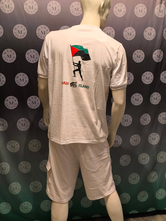 Ensemble Short et T-shirt Martinique avec Drapeau Rouge Vert Noir