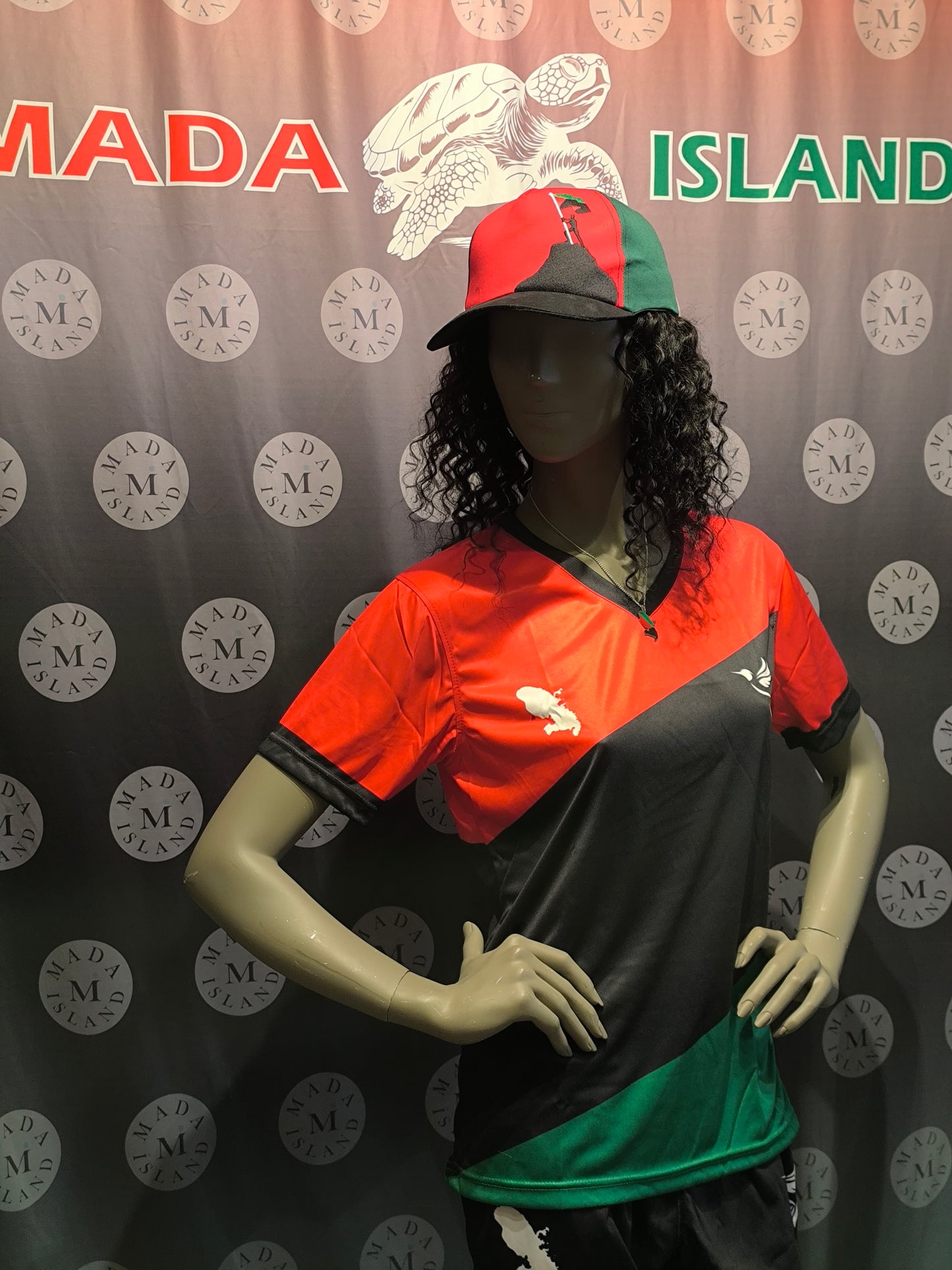 Maillot de football T-shirt Seul Martinique rouge vert noir