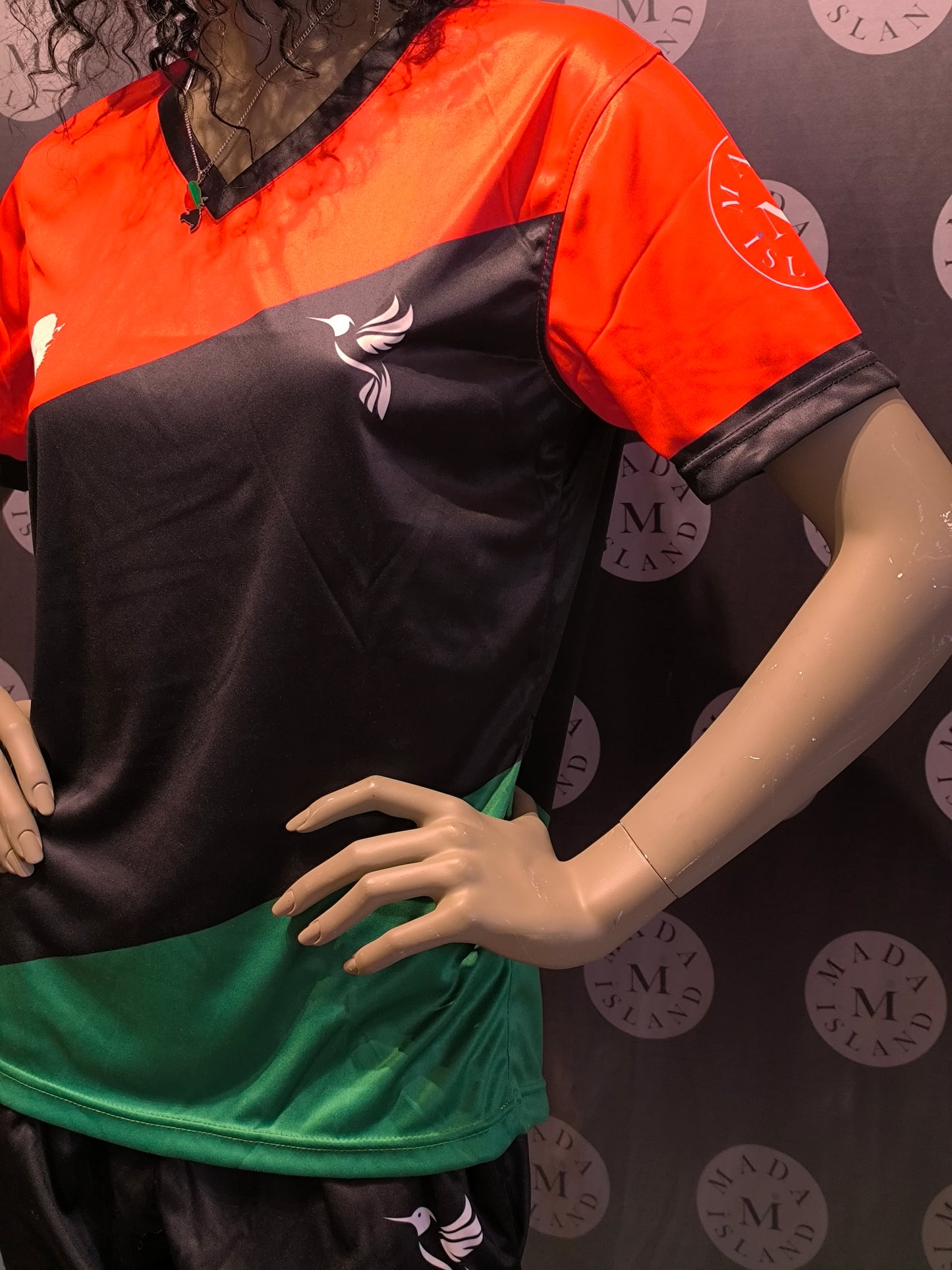 Maillot de football T-shirt Seul Martinique rouge vert noir