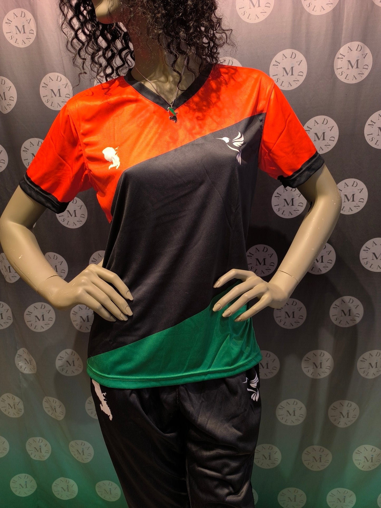 Maillot de football T-shirt Seul Martinique rouge vert noir
