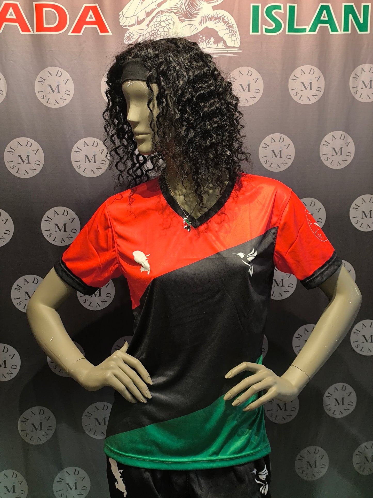 Maillot de football T-shirt Seul Martinique rouge vert noir