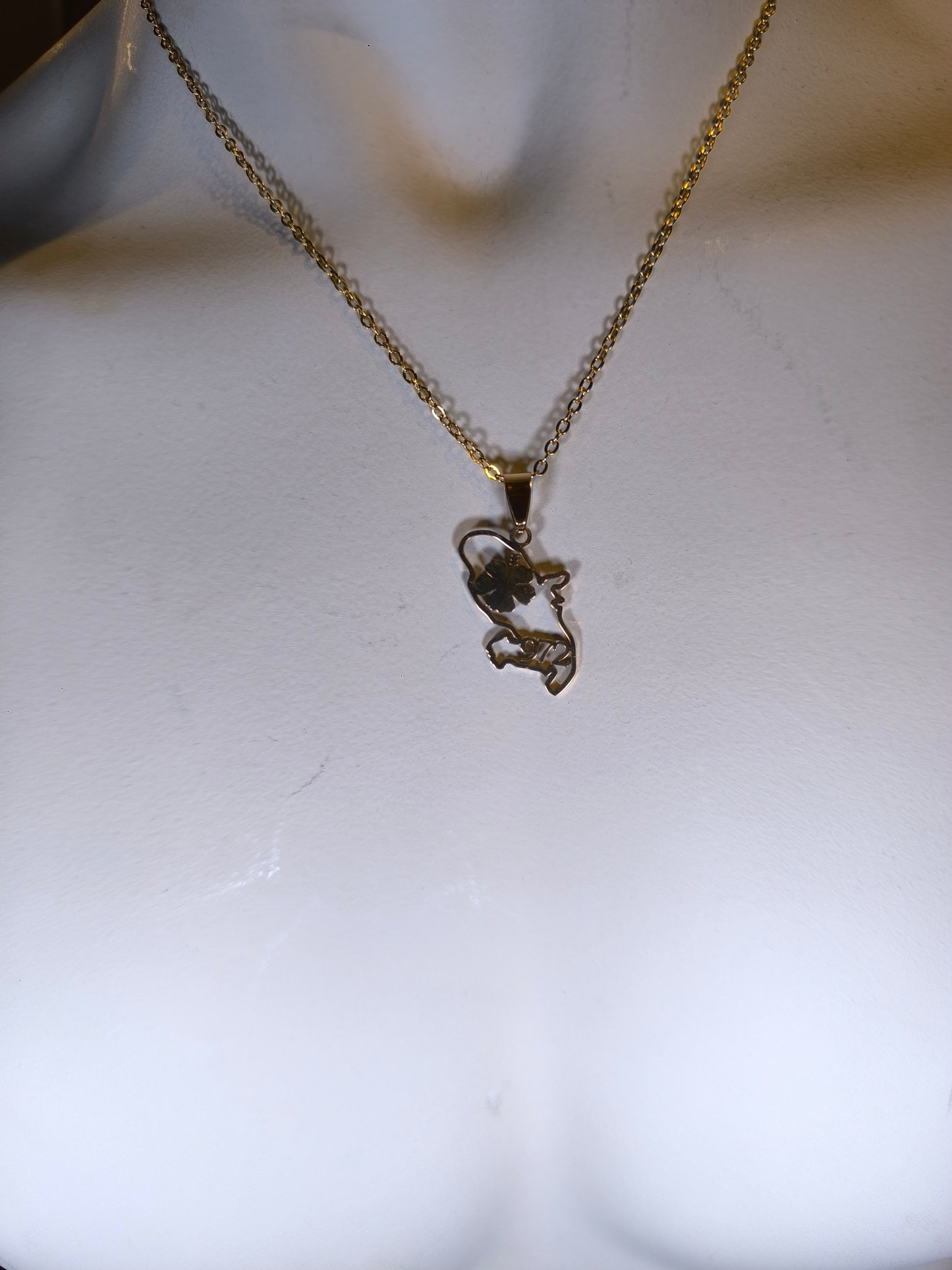 Pendentif et Chaine Doré ou Argent Carte Martinique 972