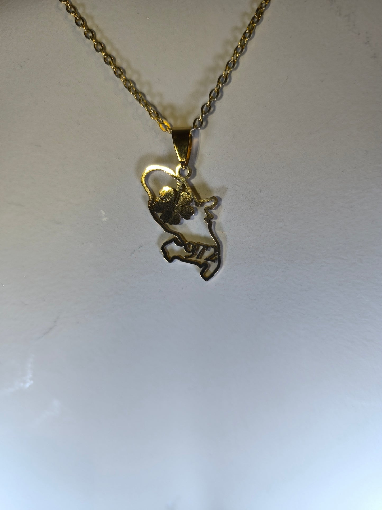Pendentif et Chaine Doré ou Argent Carte Martinique 972