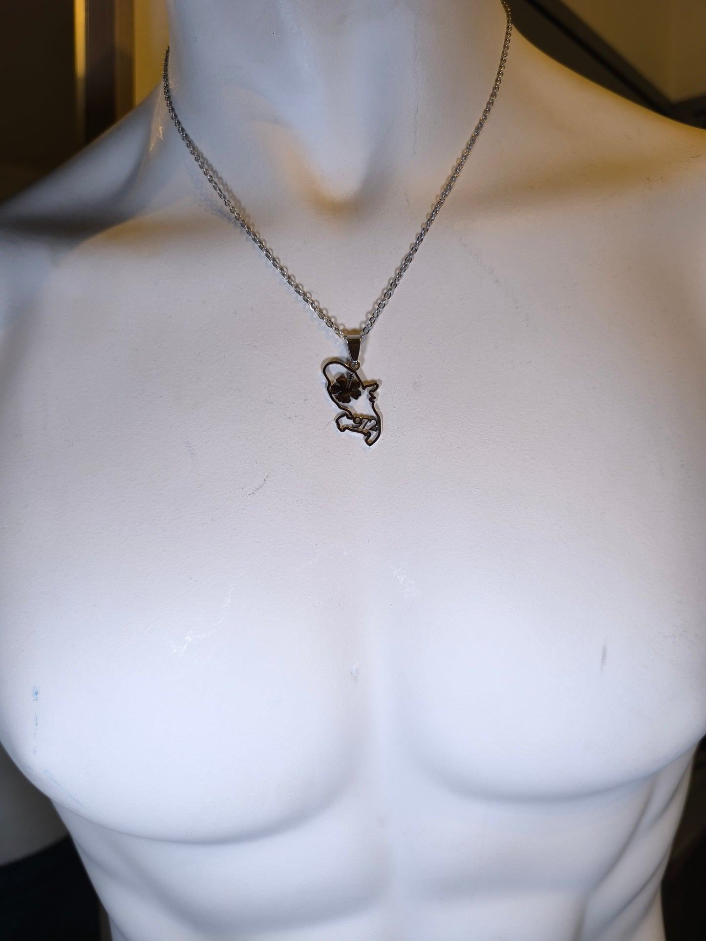 Pendentif et Chaine Doré ou Argent Carte Martinique 972