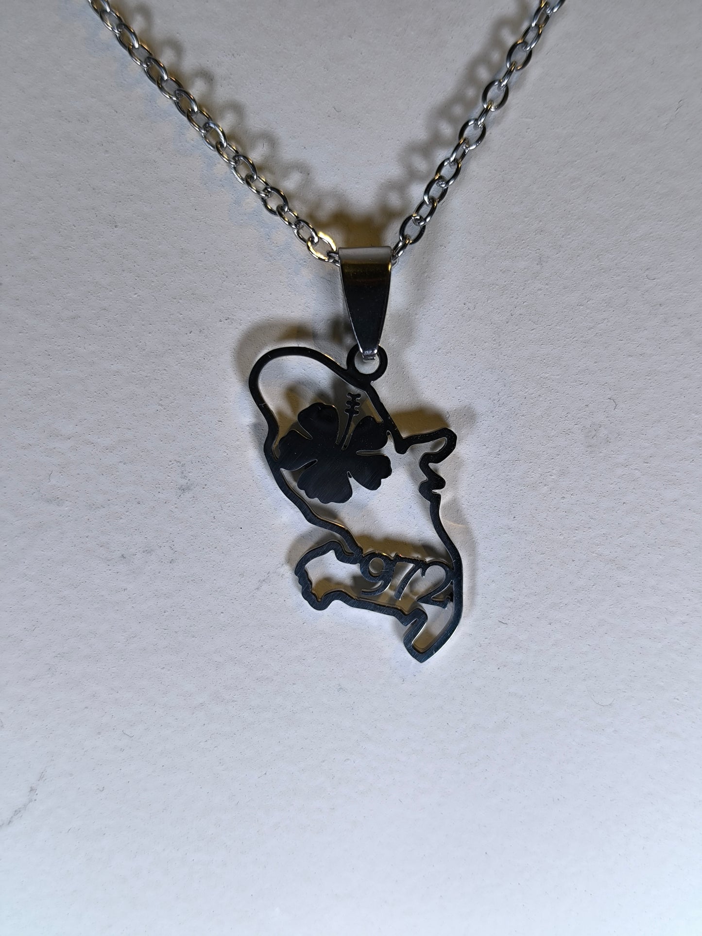 Pendentif et Chaine Doré ou Argent Carte Martinique 972