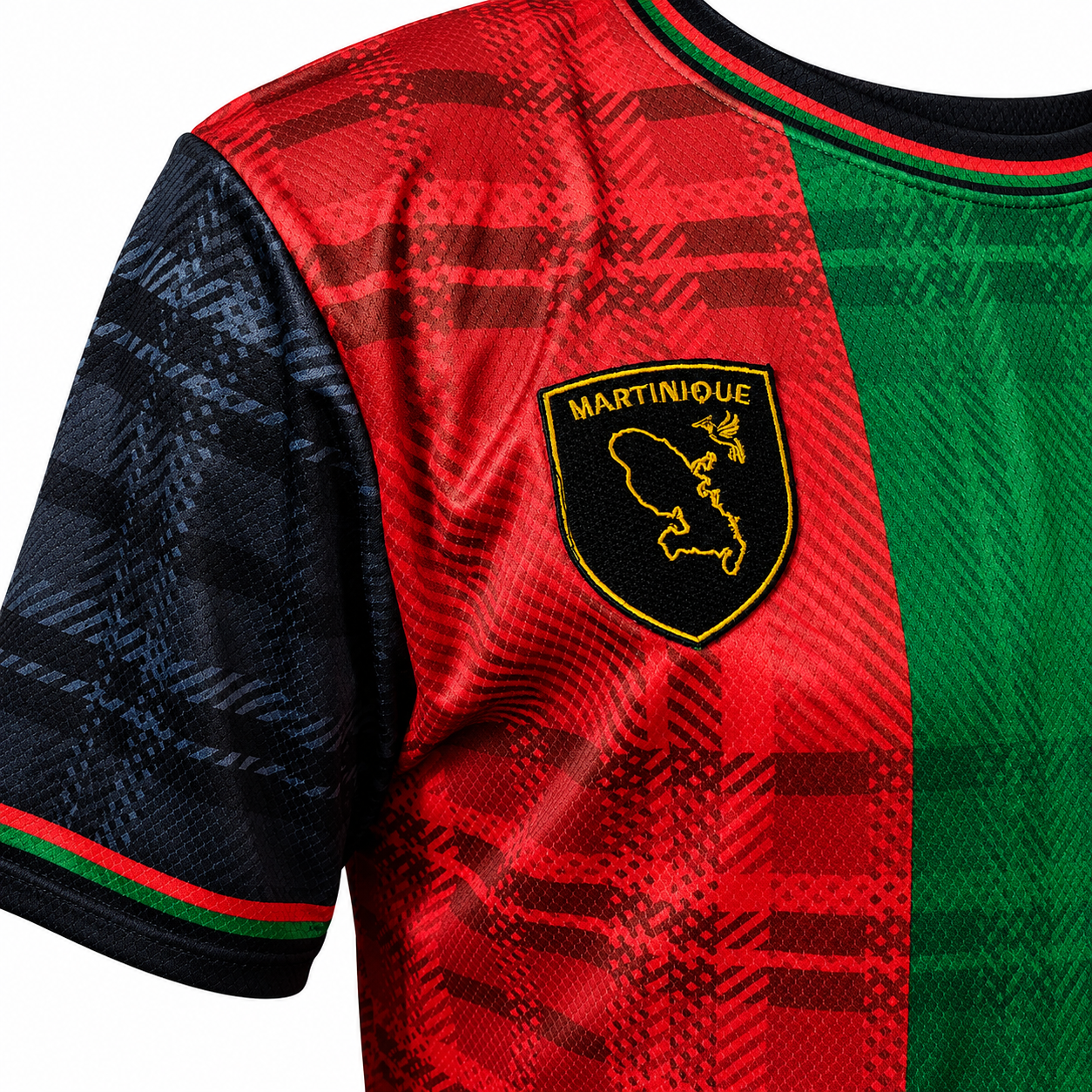 Maillot foot Madras Signature Mada Island badge brodé Martinique 