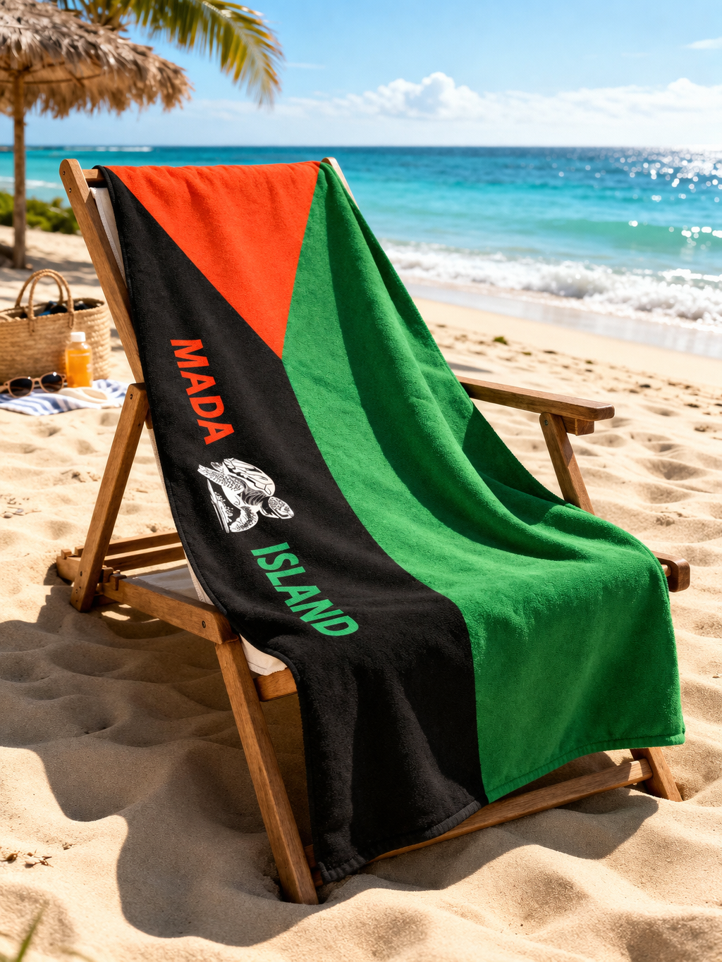 Serviette de Plage et de Bain Martinique Rouge Vert Noir