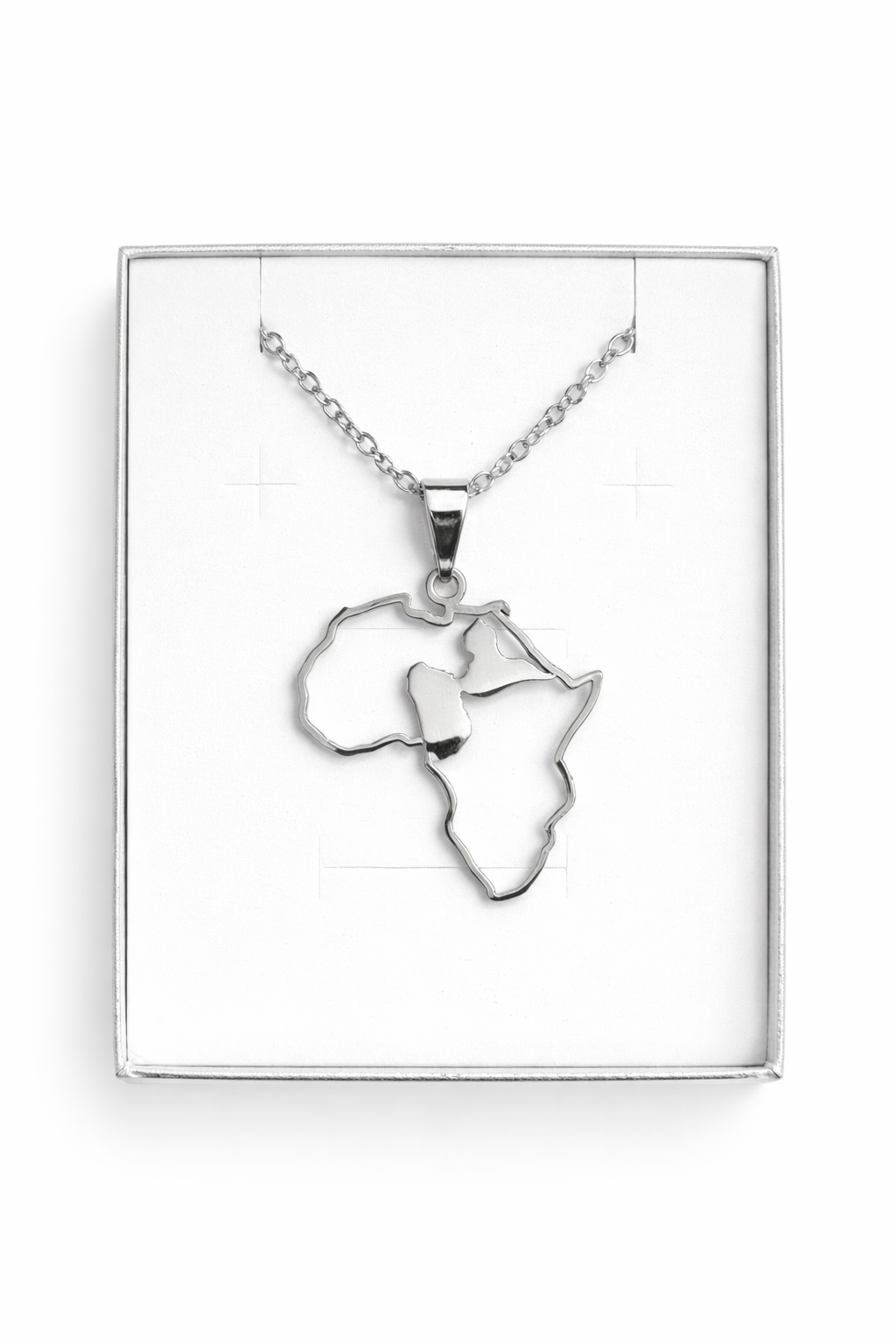 Pendentif et Chaine Doré ou Argent Carte Afrique et guadeloupe 971