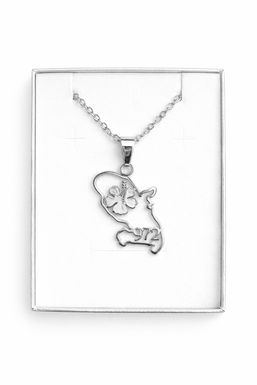 Pendentif et Chaine Doré ou Argent Carte Martinique 972