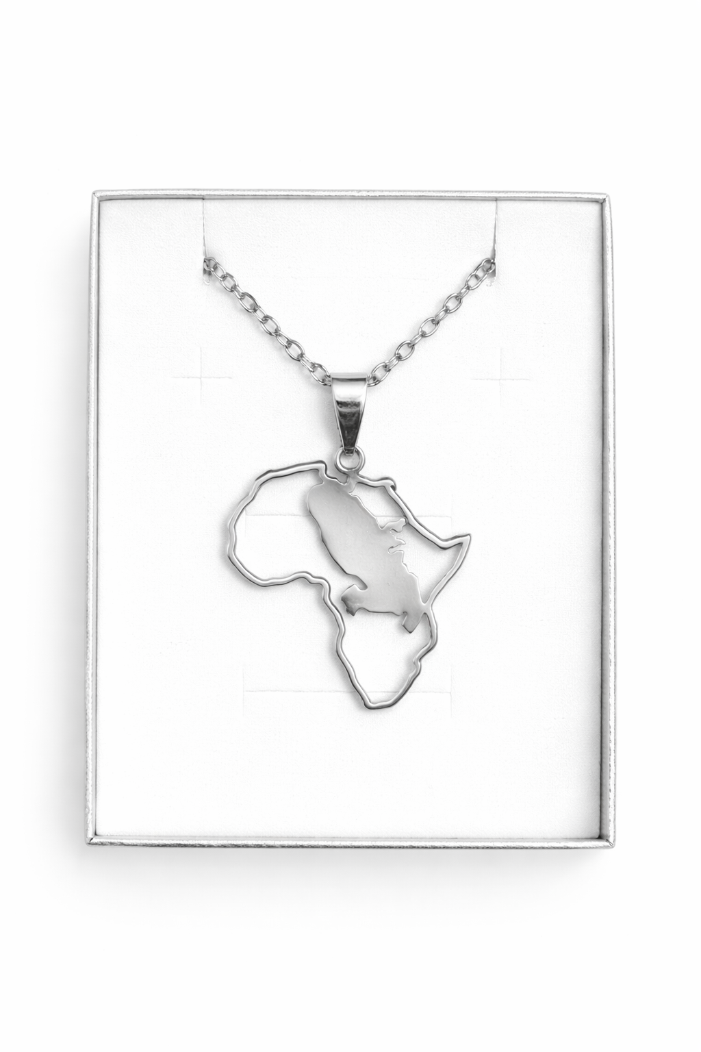 Pendentif et Chaine Doré ou Argent Carte Afrique avec Martinique 972
