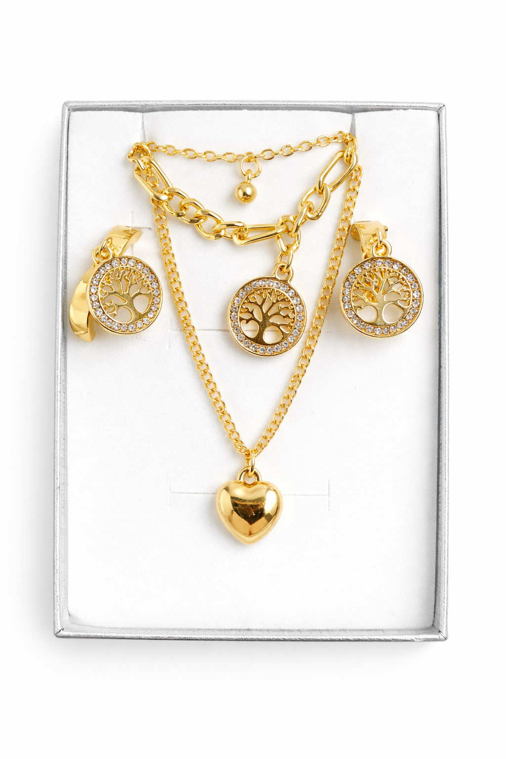 Parure collier 3 en 1 et boucles d'oreilles