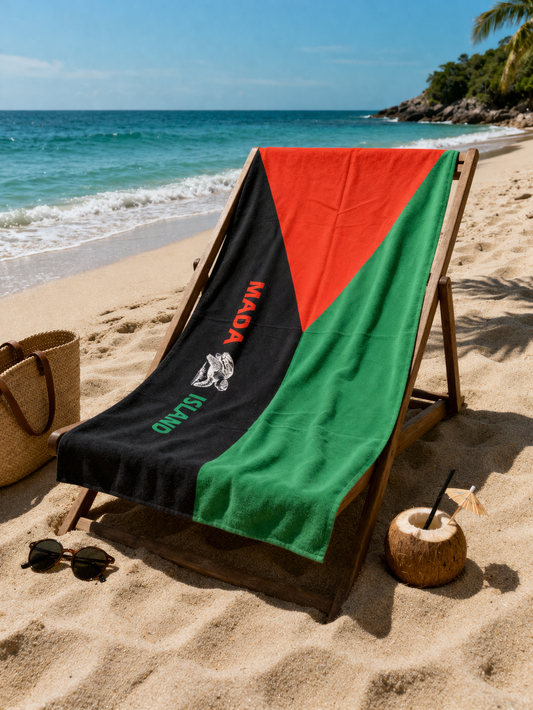 Serviette de Plage et de Bain Martinique Rouge Vert Noir